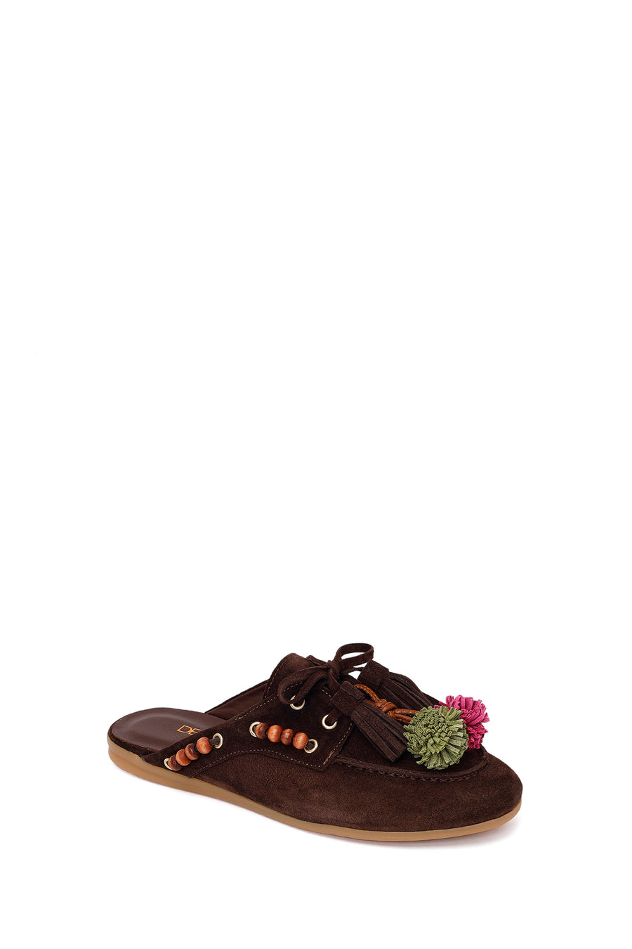 Woman Brown Tassel Suede Mule Slipper