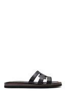 Women's Black Leather Slippers | Derimod