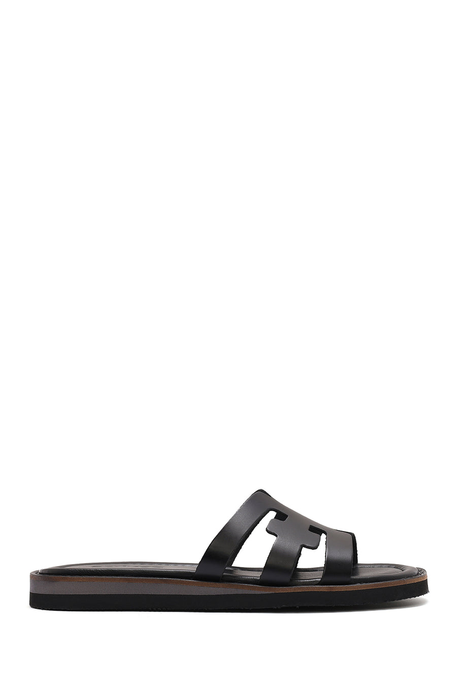 Women's Black Leather Slippers 25SFD361318 | Derimod