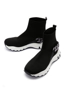 Women's Black Ankle Sneaker Boots with Chain Accessories | Derimod