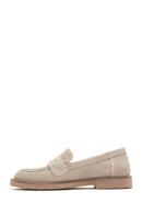 Women's Beige Suede Leather Loafer | Derimod