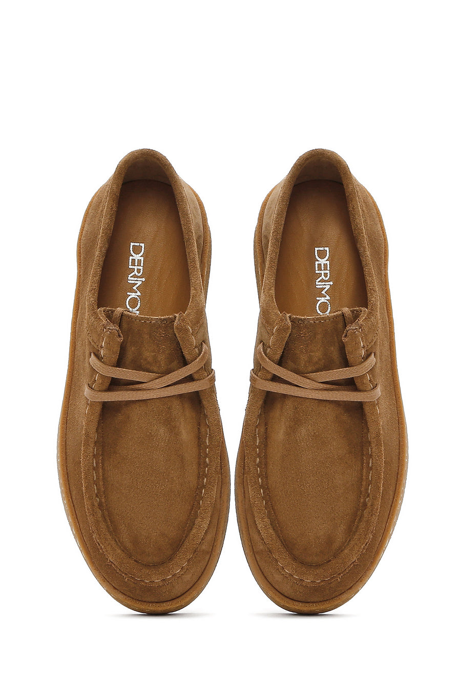 Women's Tan Suede Leather Masculine Shoes