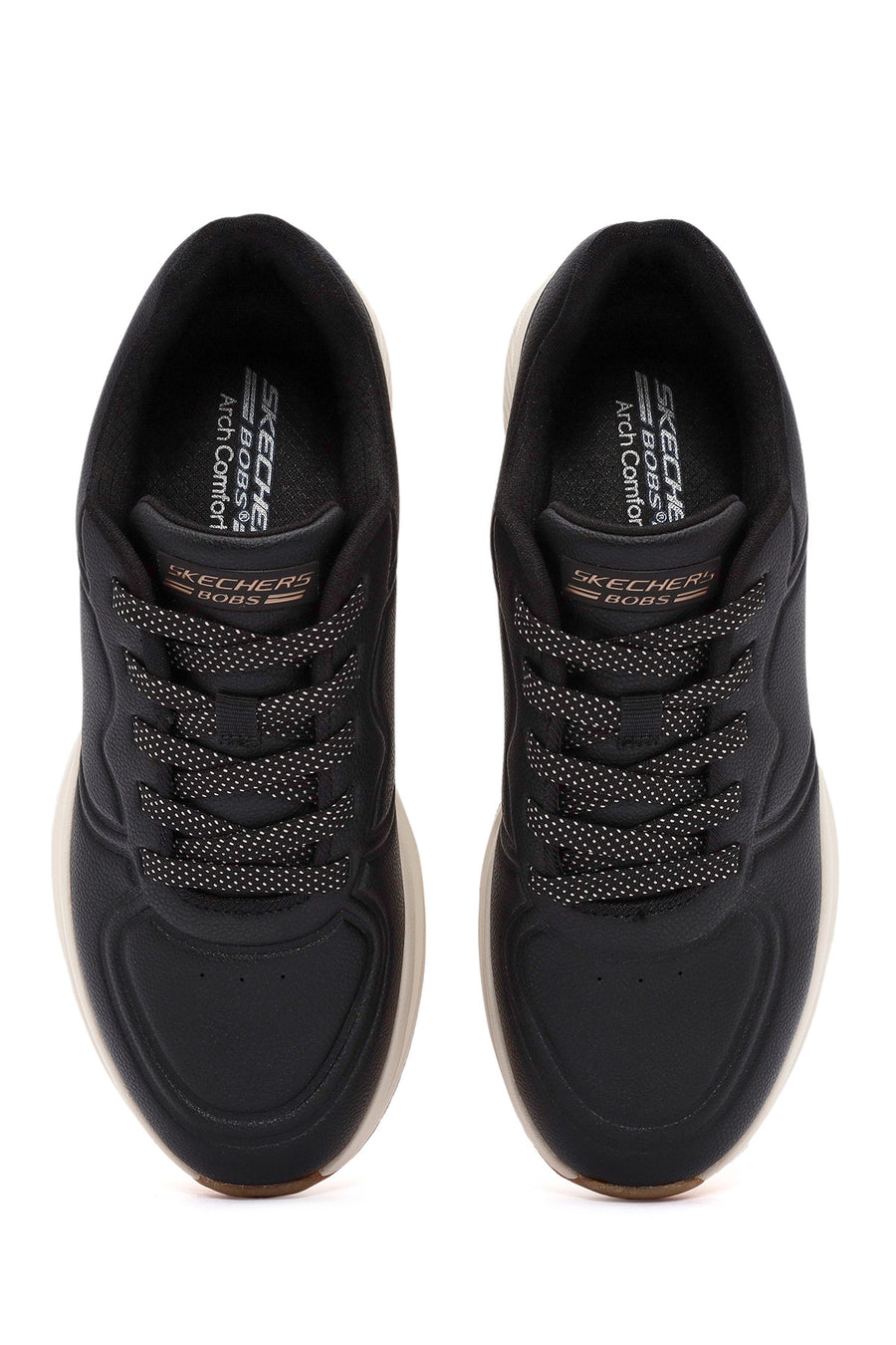 Skechers Kadın Siyah Bobs Arch Bağcıklı Kalın Tabanlı Deri Sneaker