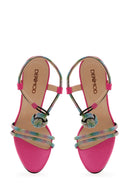 Women's Pink Stone Thin Heel Sandals | Derimod