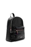 Women's Black Crocodile Backpack | Derimod