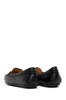 Women's Black Leather Buckle Loafer | Derimod