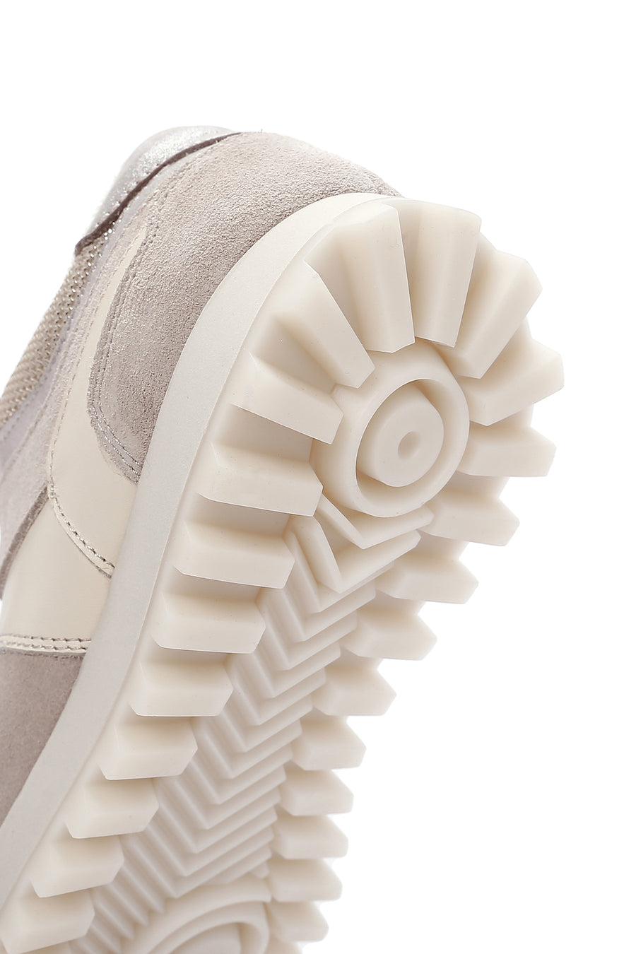 Women's Beige Thick Soled Leather Sneaker