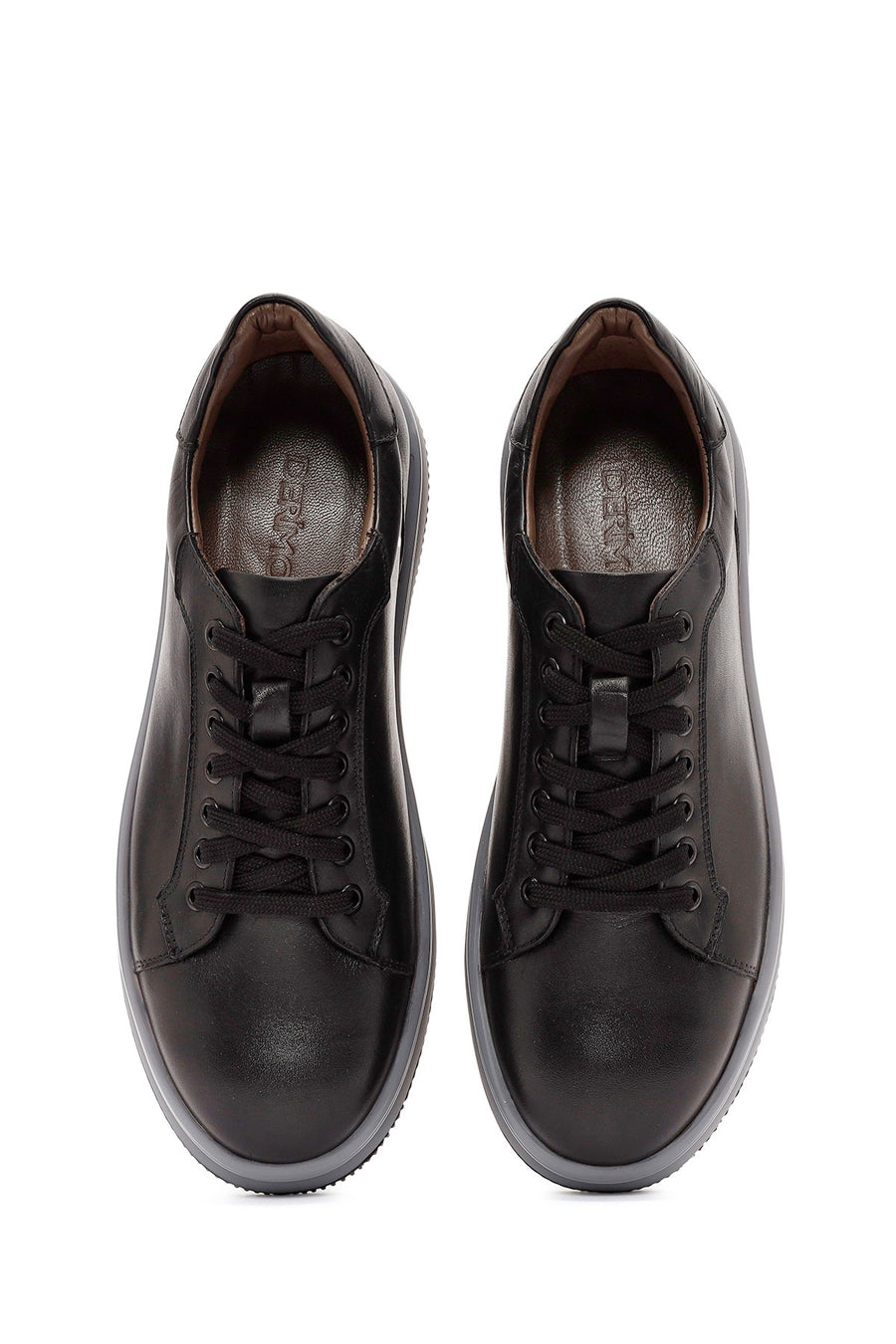 Men's Black Lace-up Leather Sneaker