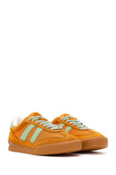 Women's Orange Lace-up Leather Sneaker | Derimod