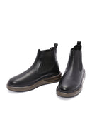 Men's Black Leather Chelsea Boots | Derimod