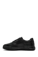 Erkek Siyah Bağcıklı Deri Sneaker | Derimod