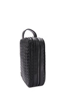 Men's Black Knitted Patterned Clutch Bag | Derimod