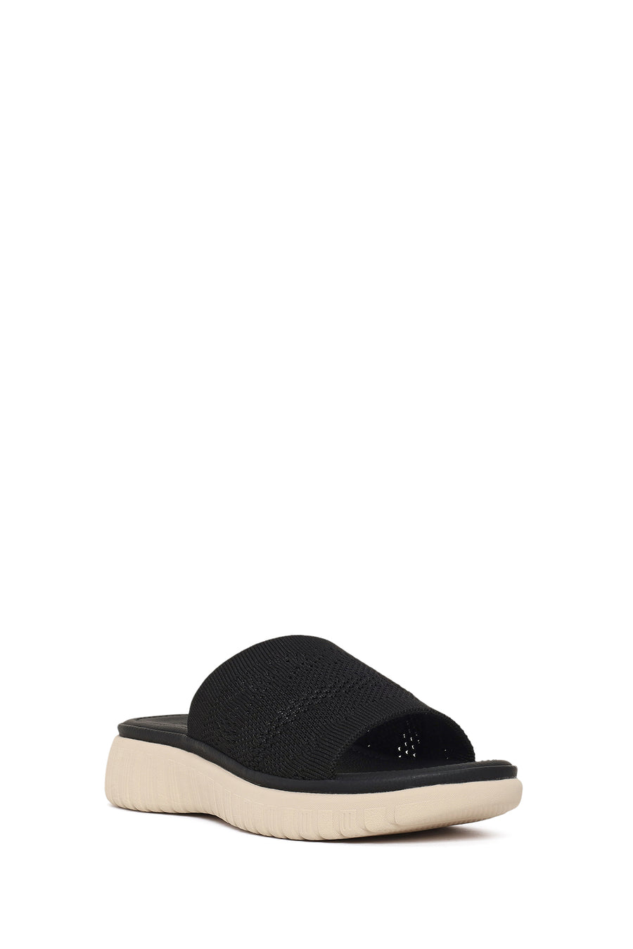 Woman Black Chunky-Soled Patterned Comfort Slippers
