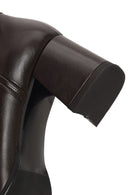 Woman Brown Zip Closure Chunky Heeled Leather Boots | Derimod