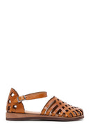 Women's Tan Ankle Strap Leather Bodrum Sandals | Derimod