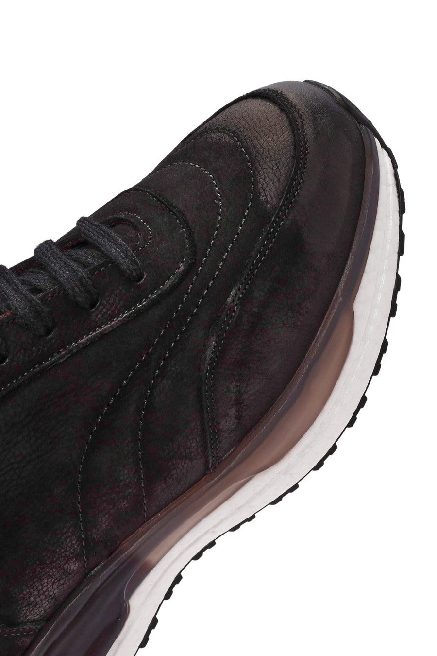 Men's Black Lace-Up Nubuck Leather Sneakers