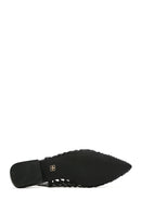Women's Black Braided Open Back Ballerinas | Derimod