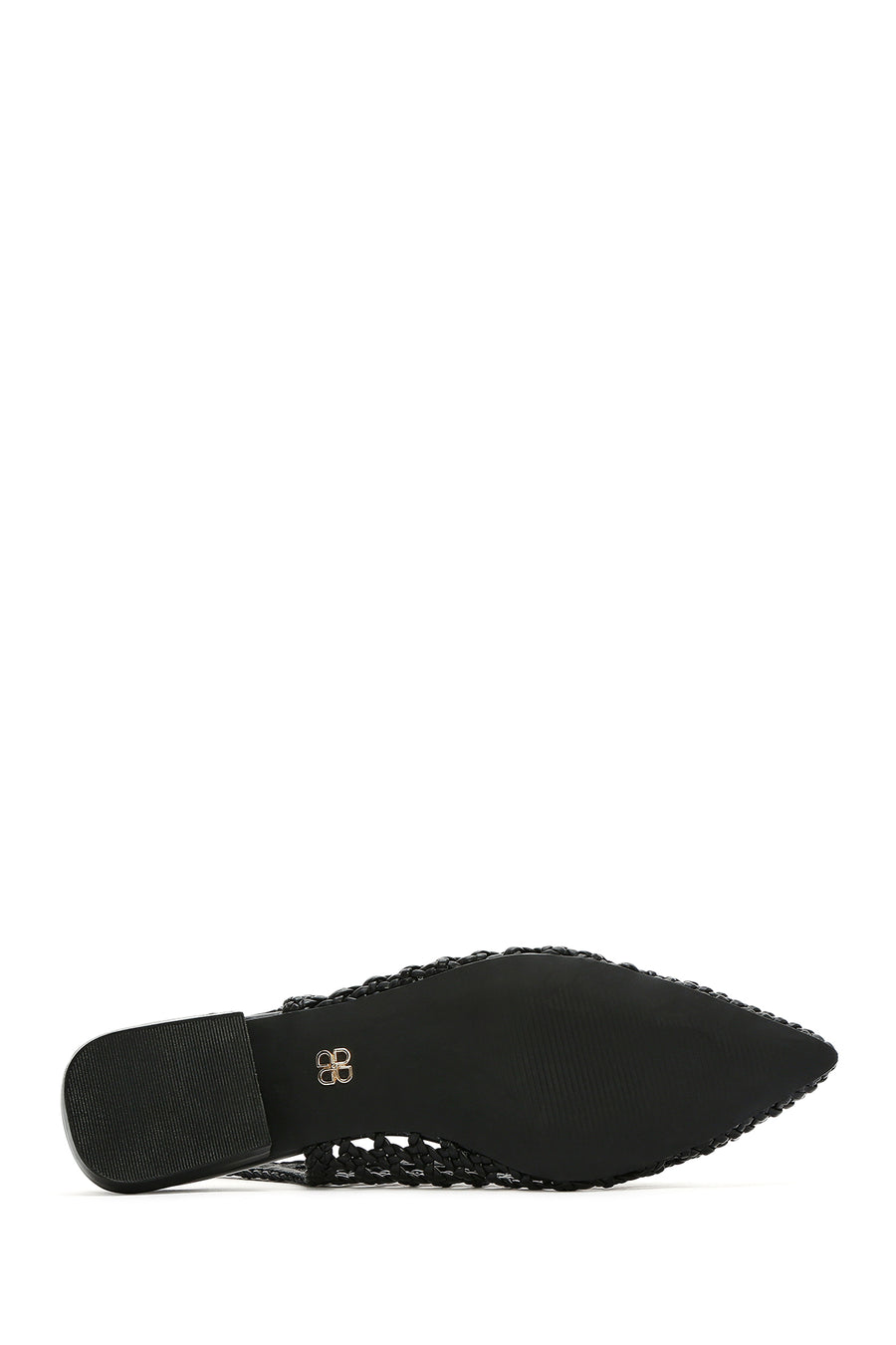 Women's Black Braided Open Back Ballerinas