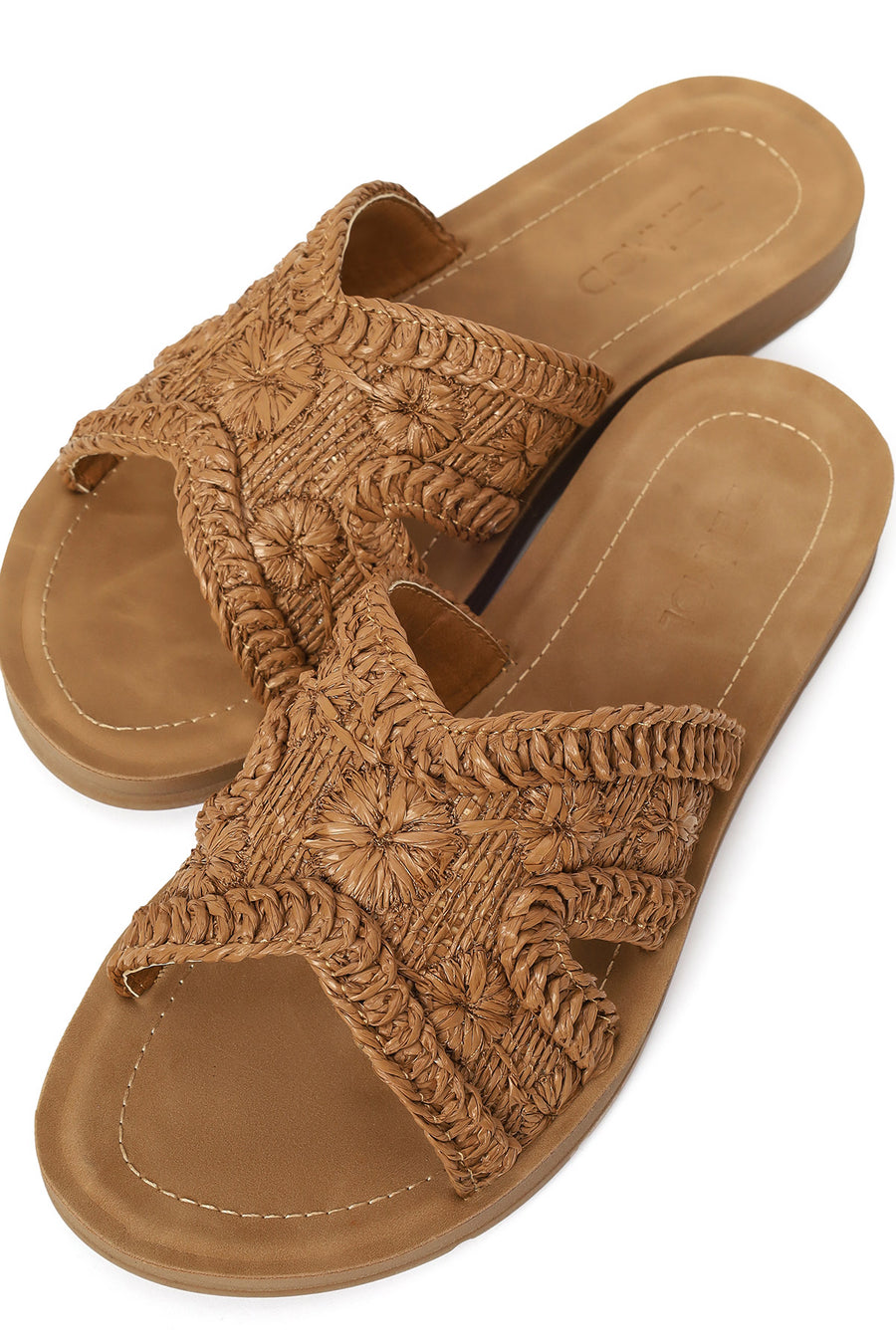 Women's Camel Straw Slippers