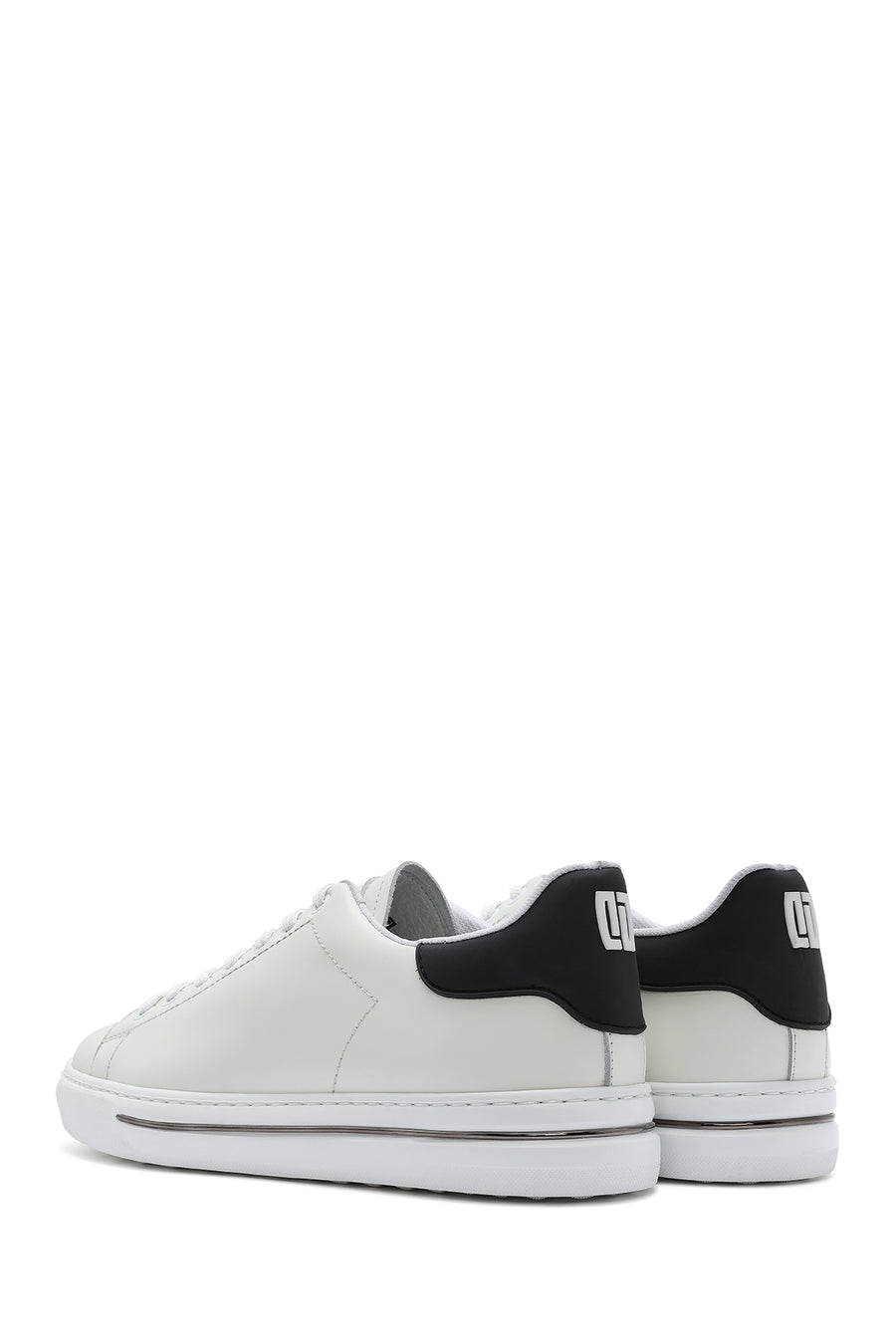 Men's White Lace-up Leather Sneaker