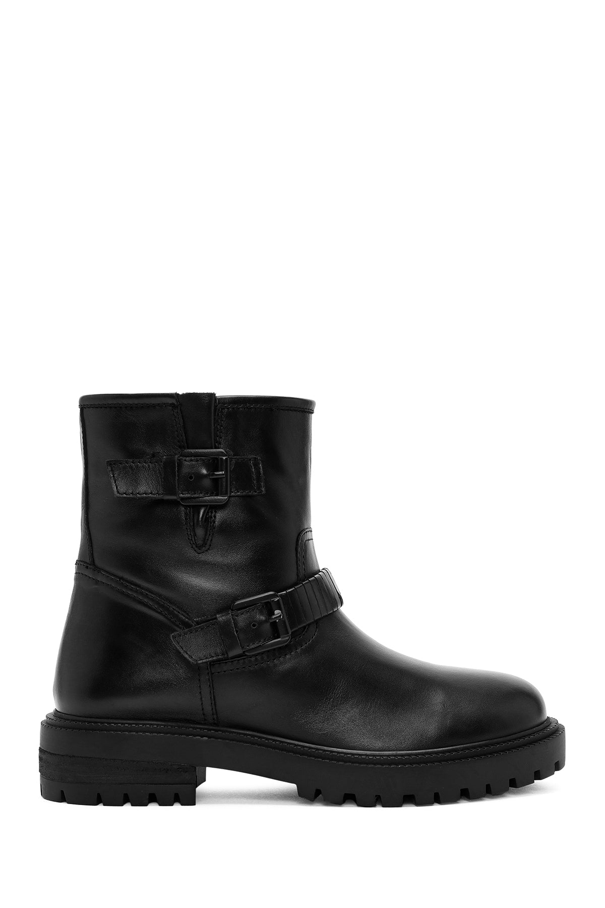 Women's Black Buckle Detailed Leather Boots 24WFD162918 | Derimod