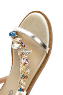 Women's Gold Ankle Buckle Stoned Sandals | Derimod