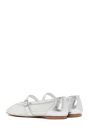 Women's Silver Buckle Leather Ballerinas | Derimod