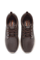 Skechers Men's Brown Delson Lace-Up Leather Sneakers | Derimod