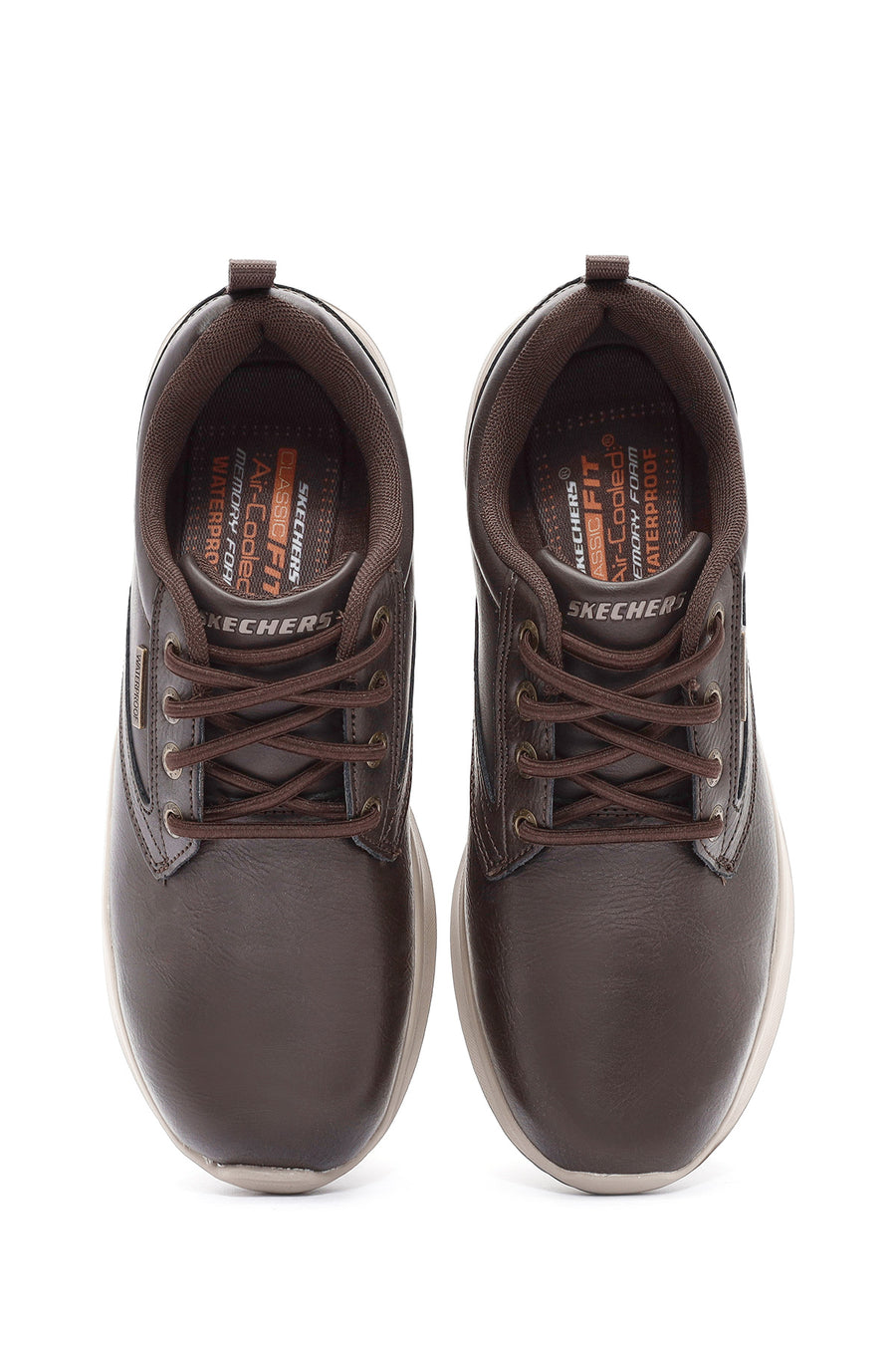 Skechers Men's Brown Delson Lace-Up Leather Casual Shoes