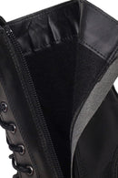 Woman Black Zip Closure Lace-Up Chunky-Heeled Leather Combat Boots | Derimod