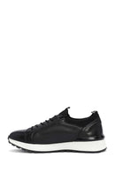 Men's Black Thick Sole Lace-up Leather Casual Sneaker | Derimod