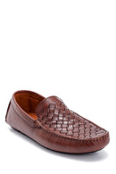 Men's Leather Knit Detailed Loafer | Derimod