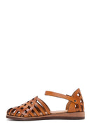 Women's Tan Ankle Strap Leather Bodrum Sandals | Derimod