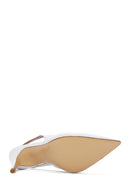 Women's White Leather Thin Heeled Slingback Stiletto | Derimod