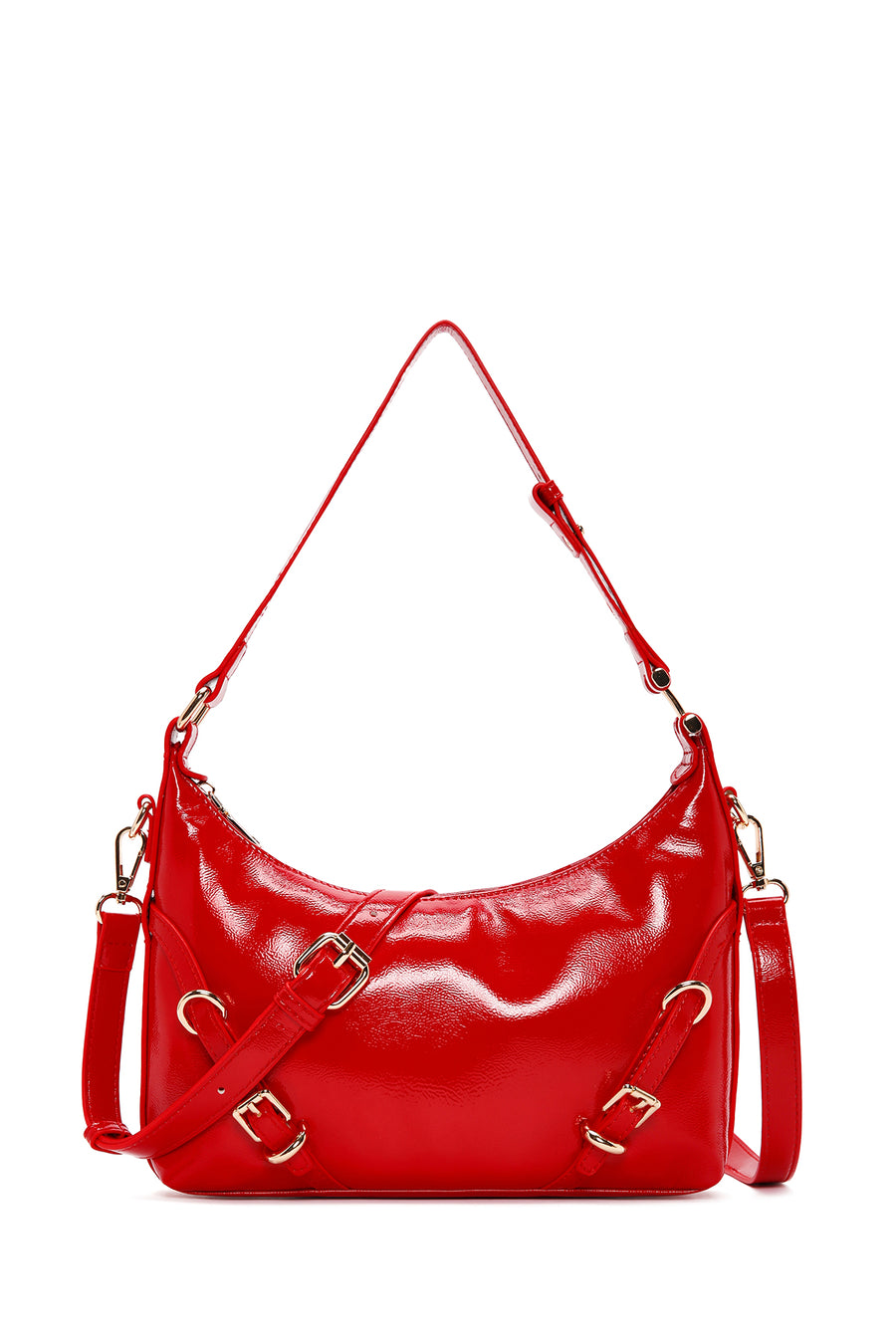 Women's Red Long Strap Patent Leather Shoulder Bag 24SBD283716 | Derimod
