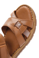 Women's Tan Ankle Strap Leather Comfort Sandals | Derimod