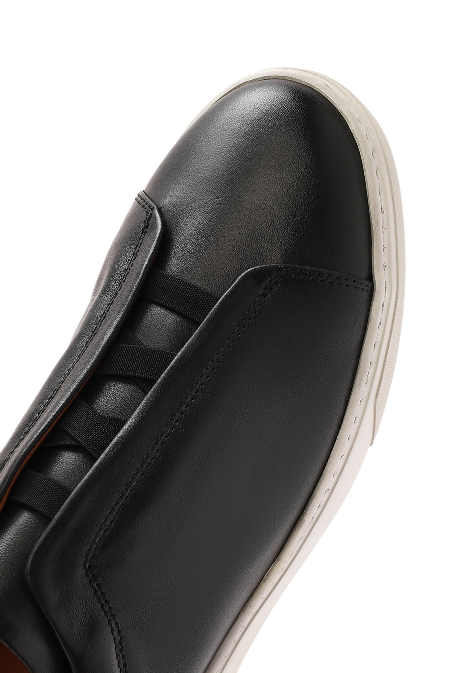 Men's Black Elastic Leather Sneakers