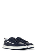 Men's Navy Blue Lace-Up Leather Sneaker | Derimod