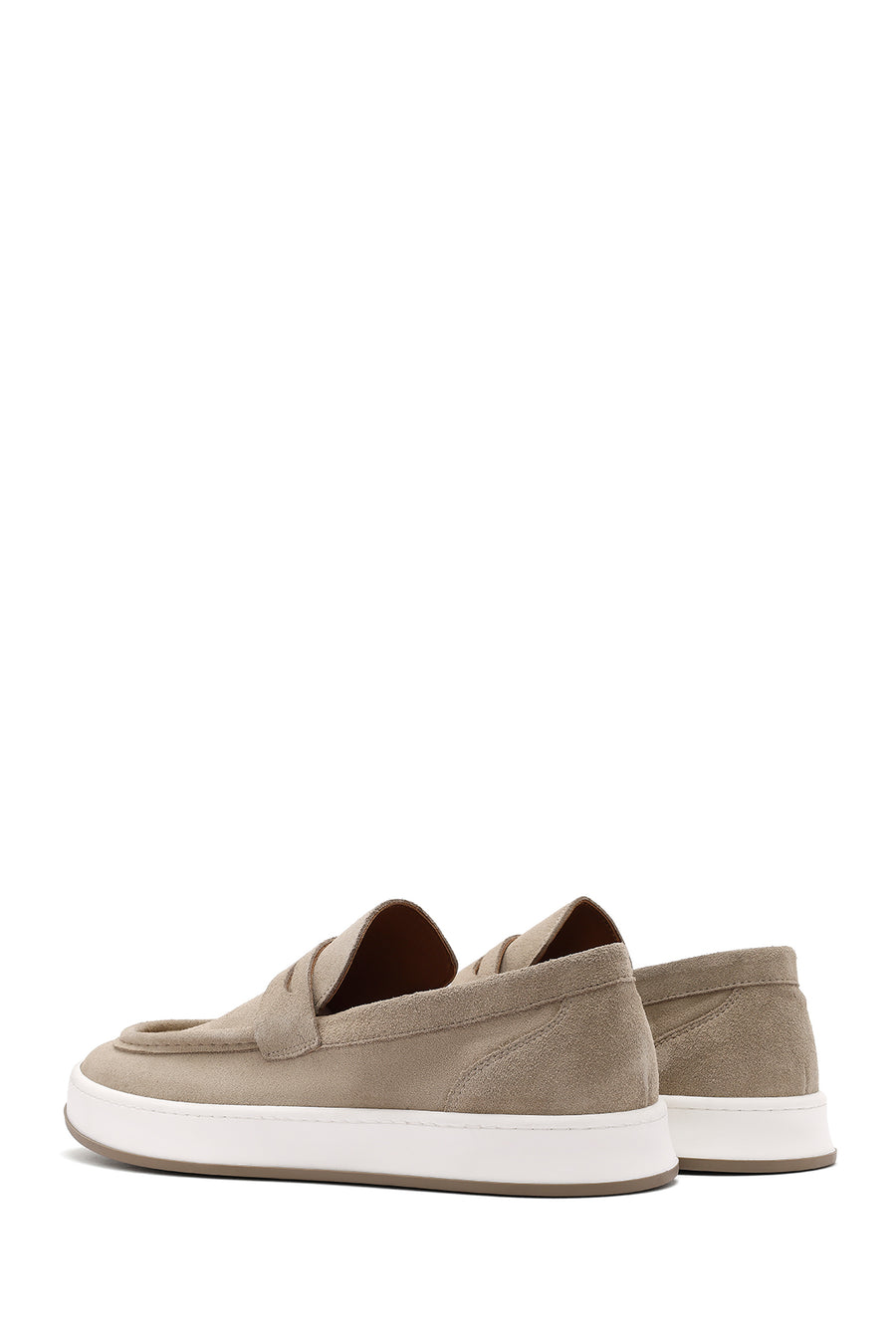 Men's Beige Chunky Suede Leather Loafers