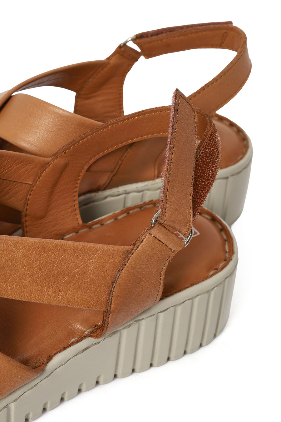 Woman Tan Chunky-Soled Leather Comfort Sandals