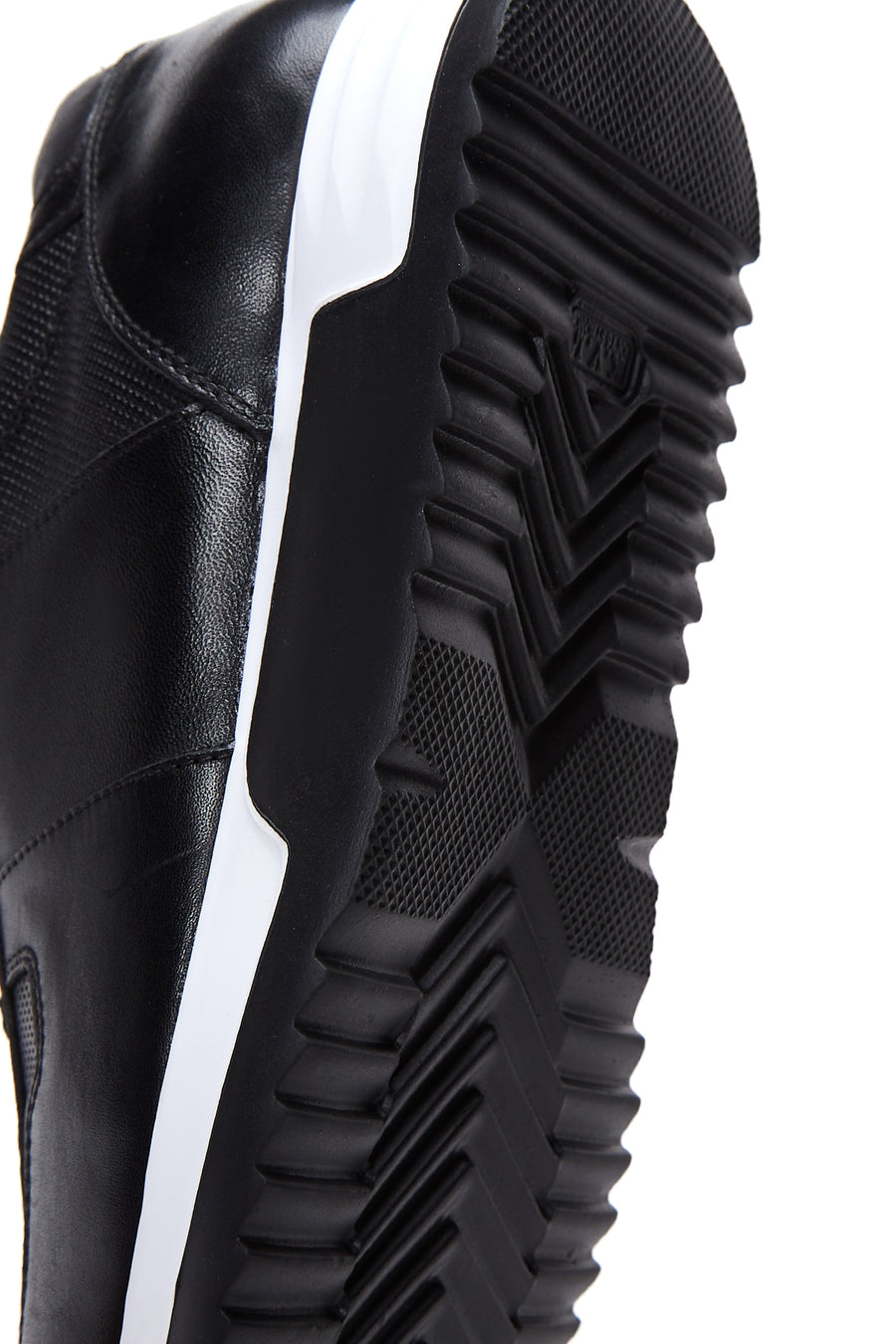 Men's Black Leather Thick Sole Sneaker