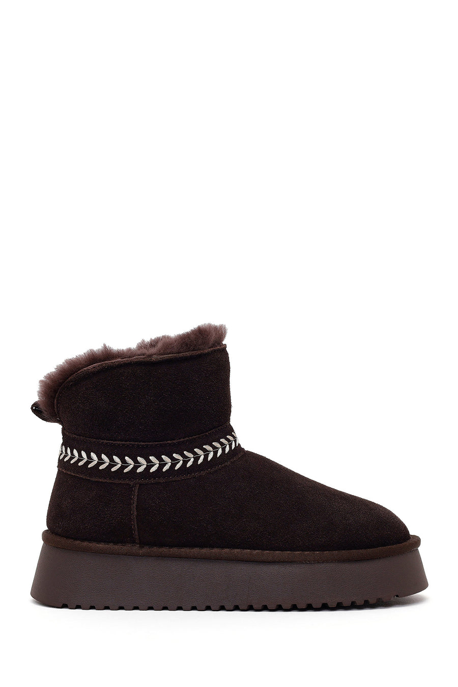 Woman Brown Thick-Soled Suede Teddy Boots WF530039DS | Derimod