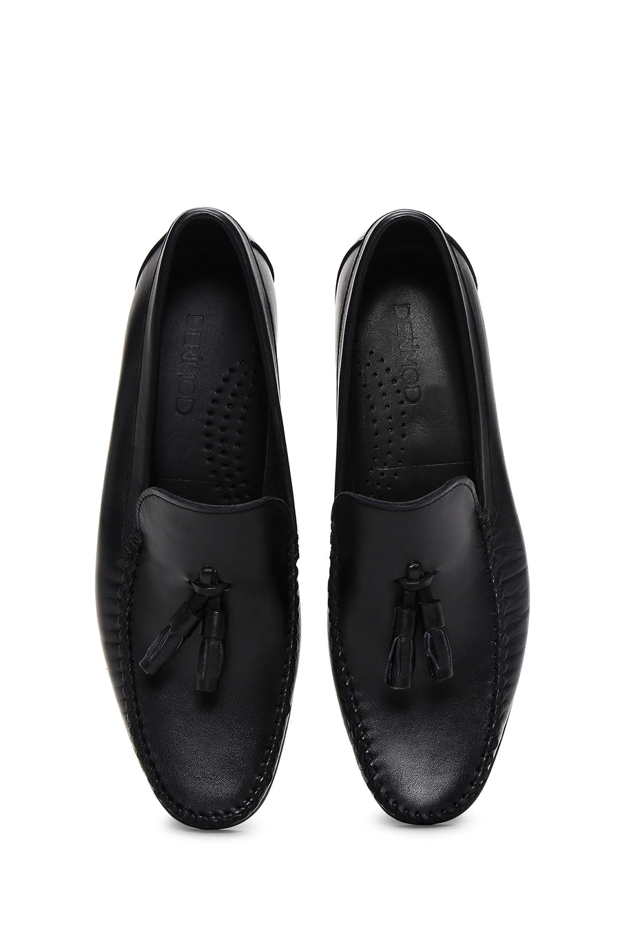 Erkek Siyah Püsküllü Deri Casual Loafer