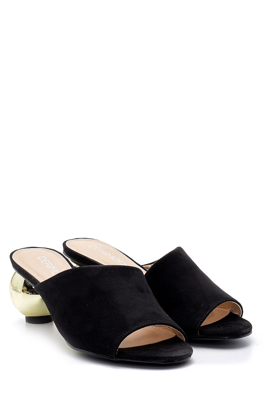 Women's Suede Round Heeled Slippers