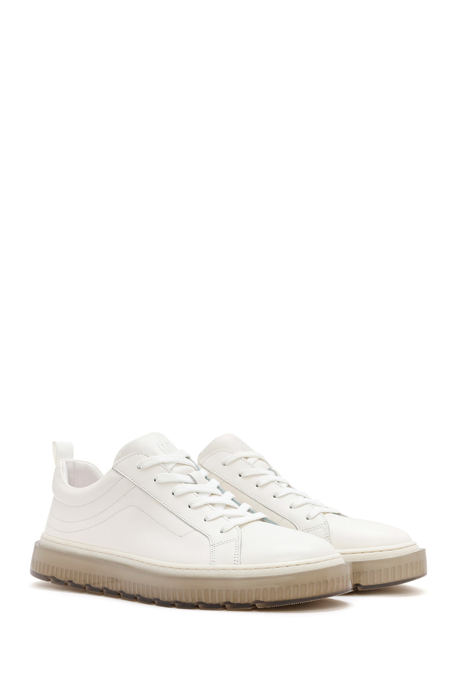 Men's White Lace-up Leather Sneaker