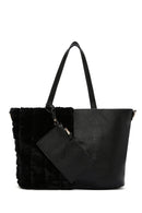 Women's Black Long Strap Plush Handbag | Derimod