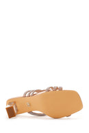 Women's Pink Gold Stone Heeled Slippers | Derimod