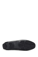 Men's Black Leather Printed Buckle Loafer | Derimod