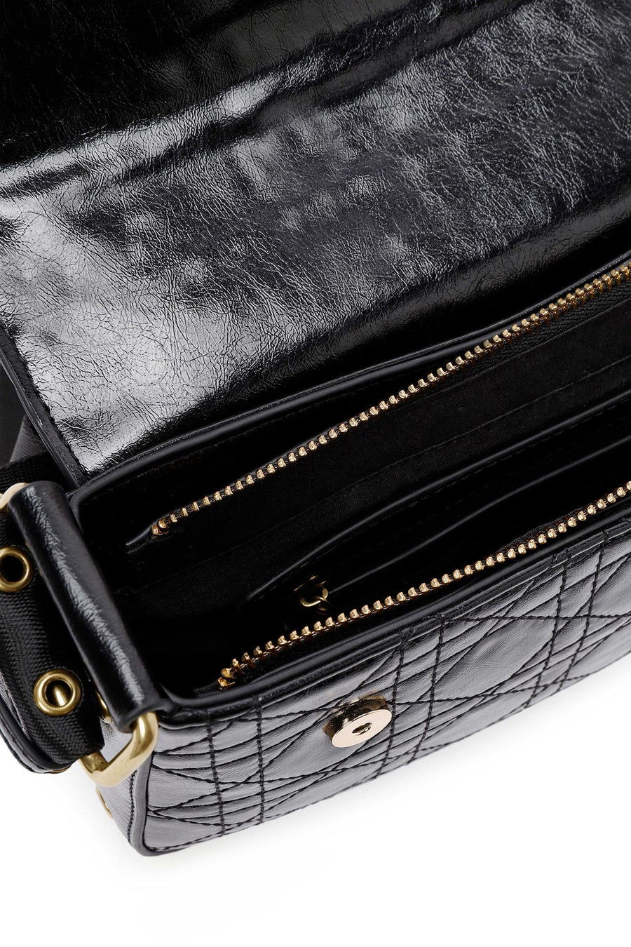 Women's Black Long Strap Buttoned Shoulder Bag