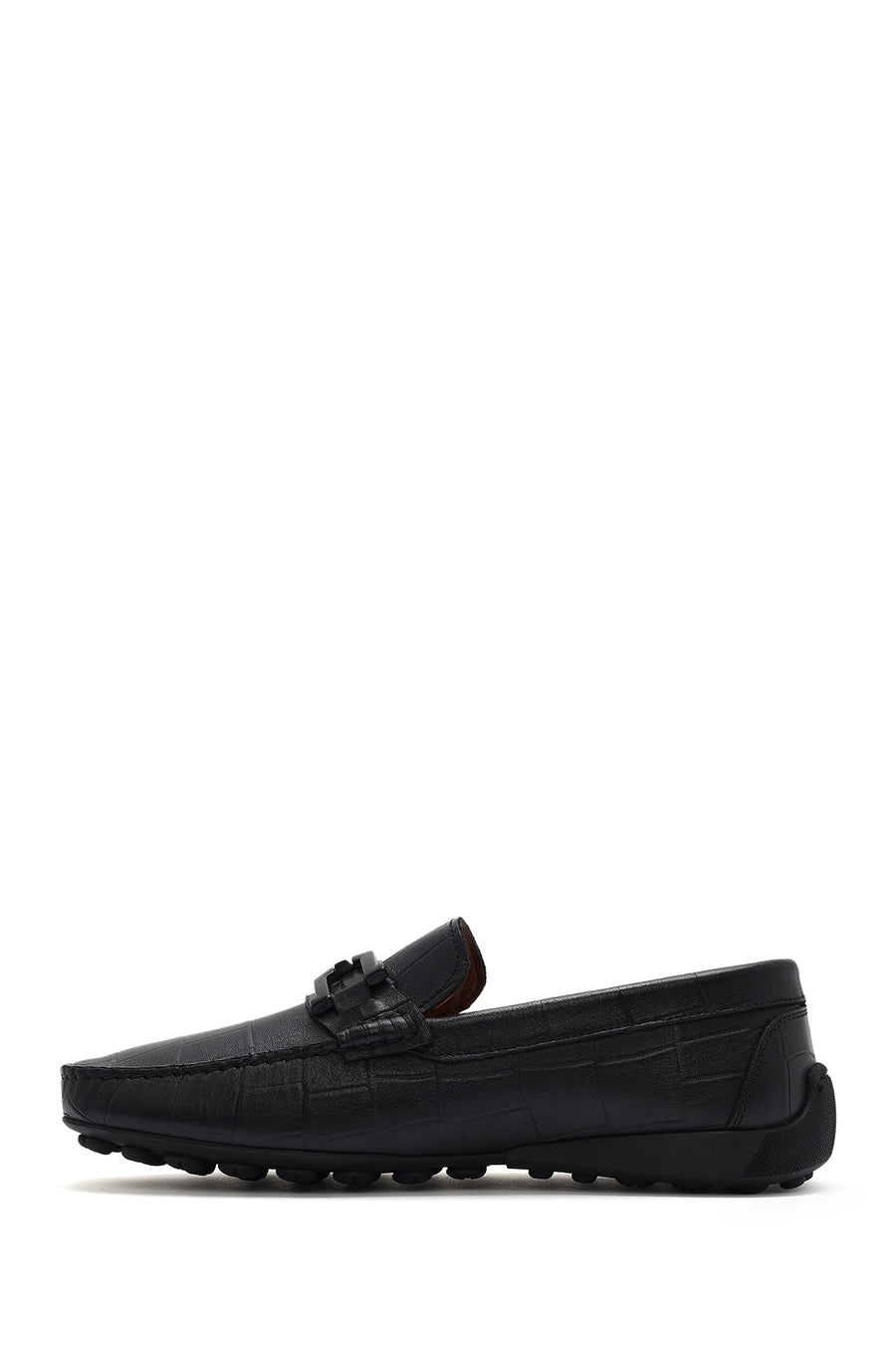Men's Black Buckled Leather Loafer